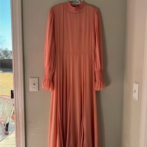 Chic Long Sleeve Coral Dress